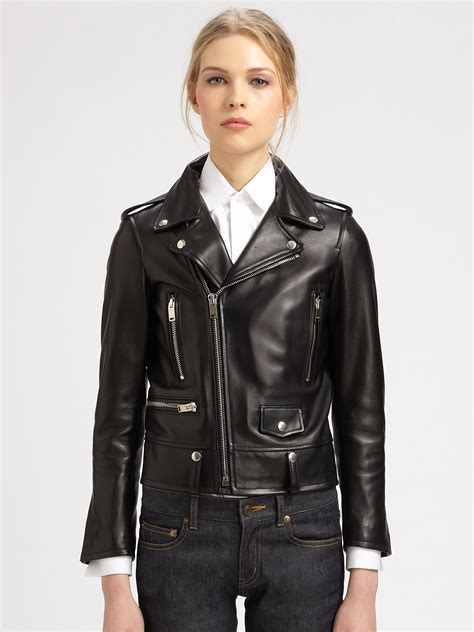 ysl leather jacket women's.